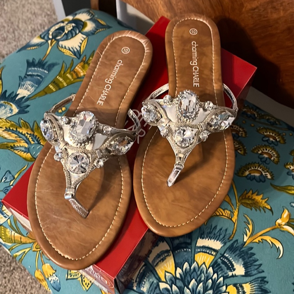 Charming Charlie Silver Sandals Size 10